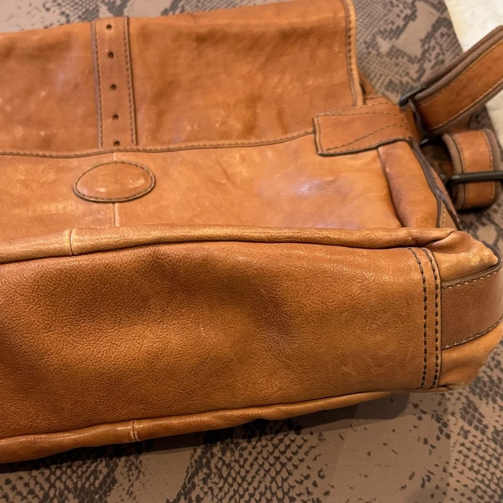 Fossil Brown Leather Messenger Bag